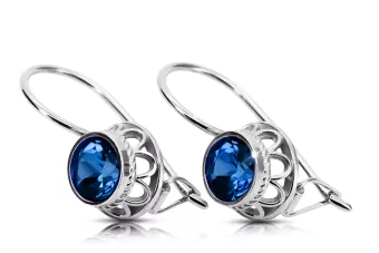 Safir Lira sterlină de argint 925 Cercei Vintage bijuterii vec117s